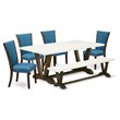 Pemberly Row 6-Piece Wood Dining Table Set in Jacobean and Black