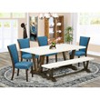 Pemberly Row 6-Piece Wood Dining Table Set in Jacobean and Black