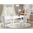 Pemberly Row 5-Piece Dining Set with Rubber Wood Chairs in White