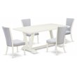 Pemberly Row 5-Piece Dining Set with Rubber Wood Chairs in White