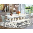 Pemberly Row 6-Piece Dining Set with Rubber Wood Table and Baby Blue Chairs