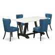 Pemberly Row 5-Piece Wood Dining Table Set in White/Black Finish