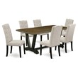 Pemberly Row 7-Piece Dining Set in Doeskin Gray with Upholstered Chairs