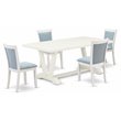 Pemberly Row 5-Piece Mid Century Dining Set in Baby Blue and White Finish