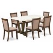Pemberly Row 7-Piece Dining Set with Khaki Gray Chairs and Jacobean Table
