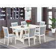 Pemberly Row 7-Piece Rubber Wood Dining Set in Linen White/Baby Blue