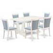 Pemberly Row 7-Piece Rubber Wood Dining Set in Linen White/Baby Blue