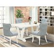 Pemberly Row 5-Piece Wood Dining Set with Baby Blue Fabric Seats
