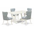 Pemberly Row 5-Piece Wood Dining Set with Baby Blue Fabric Seats
