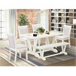 Pemberly Row 6-Piece Acacia Wood Dining Set in White & Cream