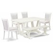 Pemberly Row 6-Piece Acacia Wood Dining Set in White & Cream