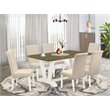 Pemberly Row 7-Piece Dining Table Set in Linen White & Cream