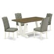 Pemberly Row 5-Piece Wood Dining Table Set in White and Jacobean