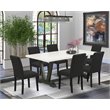 Pemberly Row 7-Piece Wood Dining Set in Linen White and Black