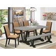 Pemberly Row 6-Piece Wood Dining Set in Black Light Sable and Cement