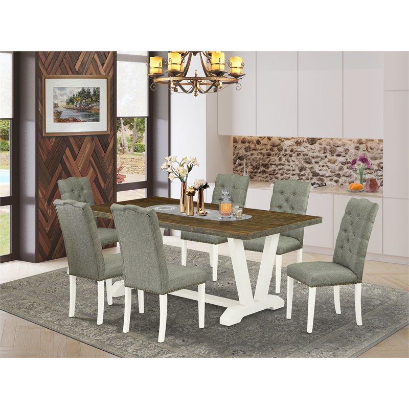 Pemberly Row 7-Piece Wood Kitchen Set in Linen White and Smoke