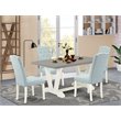 Pemberly Row 5-Piece Dining Set with Linen Fabric Seats in Baby Blue