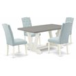 Pemberly Row 5-Piece Dining Set with Linen Fabric Seats in Baby Blue