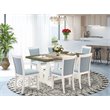 Pemberly Row 7-Piece Dining Set with Linen Seats in Baby Blue