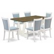 Pemberly Row 7-Piece Dining Set with Linen Seats in Baby Blue