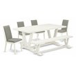 Pemberly Row 6-Piece Dining Room Set with Bench in Linen White
