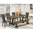 Pemberly Row 6-Piece Dining Set with High-Back Chairs in Gotham Gray