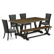 Pemberly Row 6-Piece Dining Set with High-Back Chairs in Gotham Gray