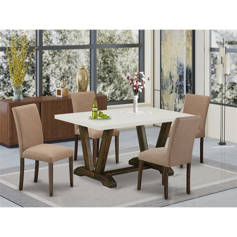Pemberly Row 5-Piece Wood Dining Room Set in Jacobean Brown Finish