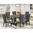 Pemberly Row 7-Piece Mid-Century Dining Set in Jacobean and Dark Gray