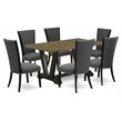 Pemberly Row 7-Piece Mid-Century Dining Set in Jacobean and Dark Gray