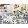 Pemberly Row 6-Piece Wood Dining Table Set in White and Cement Finish