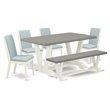 Pemberly Row 6-Piece Wood Dining Table Set in White and Cement Finish