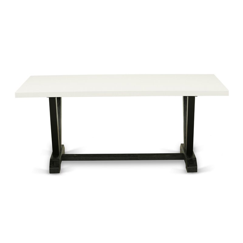 Pemberly Row 6-Piece Wood Dining Set in Shitake Gray and Linen White
