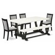 Pemberly Row 6-Piece Wood Dining Set in Shitake Gray and Linen White