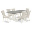 Pemberly Row 7-Piece Wood Dining Table Set in White and Doeskin