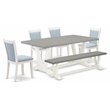 Pemberly Row 6-Piece Acacia Wood Dining Set with Bench in Baby Blue