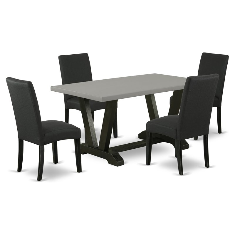 Pemberly Row 5-Piece Wood Kitchen Table and Chair Set in Black