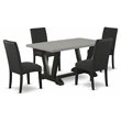 Pemberly Row 5-Piece Wood Kitchen Table and Chair Set in Black