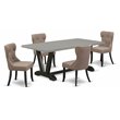 Pemberly Row 5-Piece Wood Kitchen Dining Set with Coffee Linen Seats