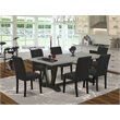 Pemberly Row 7-Piece Wood Dining Set in Distressed Jacobean and Black