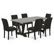 Pemberly Row 7-Piece Wood Dining Set in Distressed Jacobean and Black