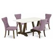 Pemberly Row 5-Piece Wood Dinette Set with Button Tufted Back in Brown