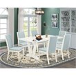 Pemberly Row 7-Piece Dining Set with Parson Chairs in White/Baby Blue