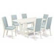 Pemberly Row 7-Piece Dining Set with Parson Chairs in White/Baby Blue