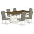 Pemberly Row 7-Piece Dining Room Table Set in White and Dark Shitake