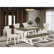 Pemberly Row 6-Piece Wood Dining Set in Linen White and Doeskin