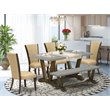 Pemberly Row 6-Piece Dining Set with Cement Top and Jacobean Finish