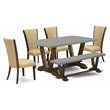 Pemberly Row 6-Piece Dining Set with Cement Top and Jacobean Finish