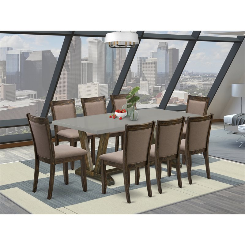 Pemberly Row 9-Piece Dining Set with Cement and Coffee Finish