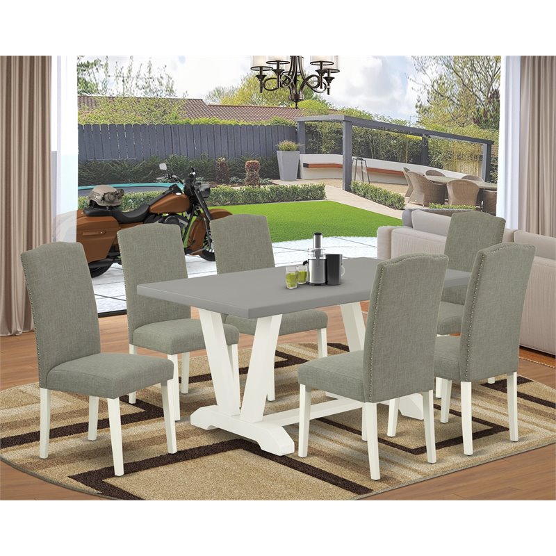 Pemberly Row 7-Piece Dining Set with Upholstered Chairs and Table